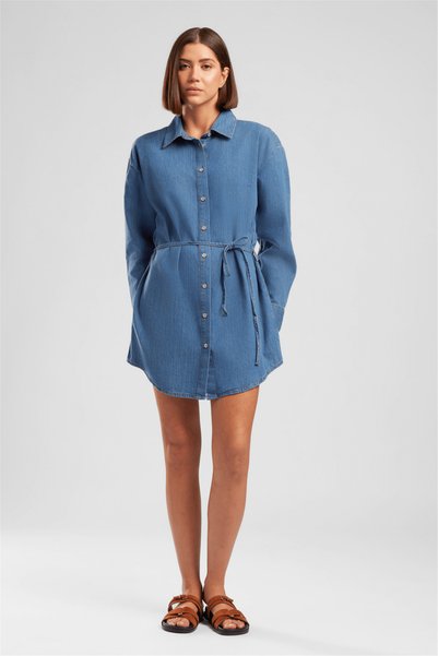 Lee Cooper فستان نسائي كلاسيكي ذو ياقة عادية 252 LCF 144005 HANA DENIM
