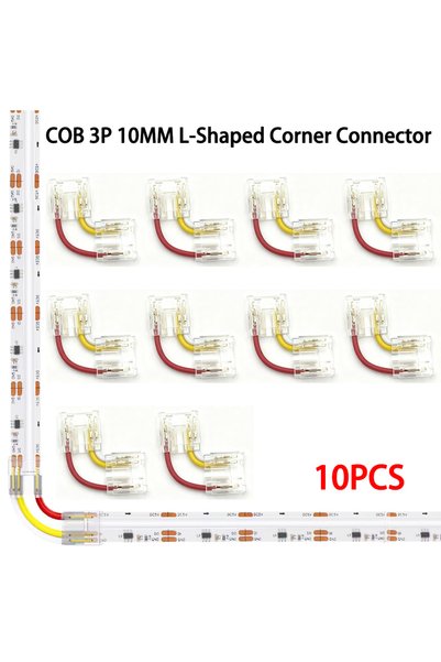 Choice4 10PCS 3pin 10mm COB COB LED Connector L Shape 8 10 12mm Connection So...