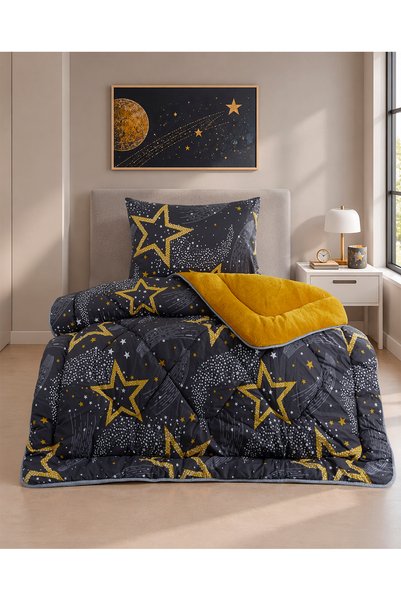 argehome Set de plapumă pentru o persoană, cu două fețe, din pluș Welsoft puf...