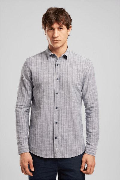Lee Cooper Ellıs Erkek Regular Fit %100 Pamuk Uzun Kol Gömlek Lacivert