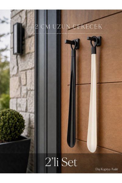 MappleHome 2 Adet 42 Cm Askılı Ayakkabı Çekeceği Uzun Plastik Kerata Renkli A...