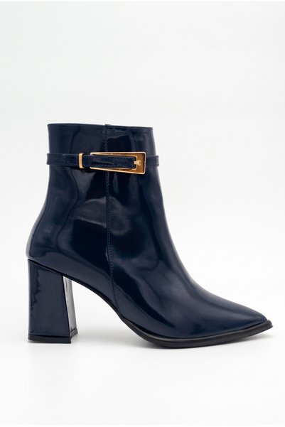 Shoesers Γυναικεία μπότα από μπλε ρουγκάν με αγκράφα, κούμπωμα με φερμουάρ, μ...