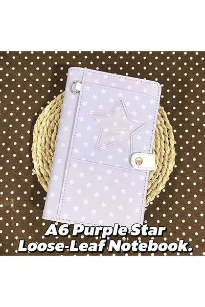 Choice4 A6 Purple shell Korean Lavender Star Notebook Cute Polka Dot A6 Binde...