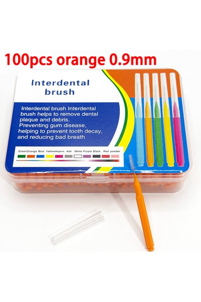 Choice5 100pcs orange 0.9mm 100Pcs/box Interdental Brushes Travel Case for Te...