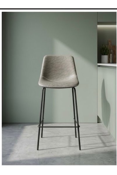 IN HOME STORE كرسي بار مودرن بظهر مريح وتصميم أنيق باللون الرمادي