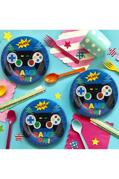 Baloane Vesele Set 6 Farfurii Aniversare Petrecere Tematica Jocuri Video 18 cm