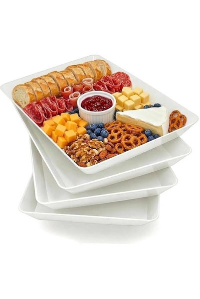 GENERAL Serving Tray Platter, 14.96'' x 10.43'' x 1.6'', 4 Pcs Food Tray for ...