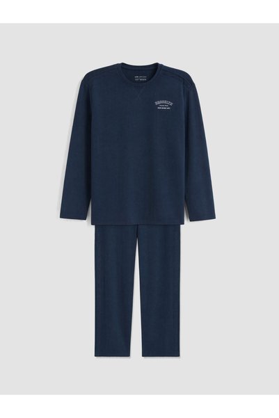 LC Waikiki Ozmarka New Season Navy Blue Easy-To-Wear Boys' Pajama Set