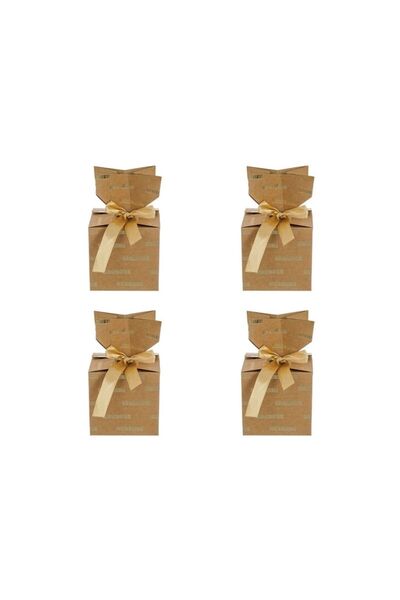 Jumbo Cutii din Hartie Kraft cu Dungi din Folie Aurie pentru Prajituri 10x10x...