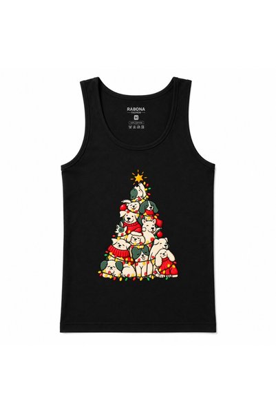 Rabona Fashion Christmas Puppy Tree – Cute Dogs Christmas Lights Graphic Tank...