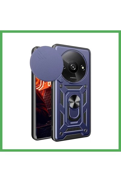 Nur store Çanta Redmi A3 4g Compatible Case with Lens Ring Silicone - Navy Bl...