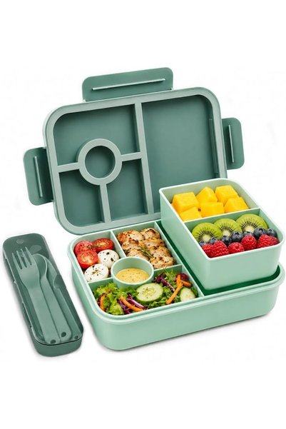 Bugucat Lunch Box 1300ML,Leak-Proof Bento Lunch Box with 4 Compartments,Kids ...
