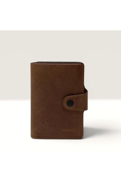 Grande Genuine Leather Card Holder Wallet with Snap Closure and RFID Protection