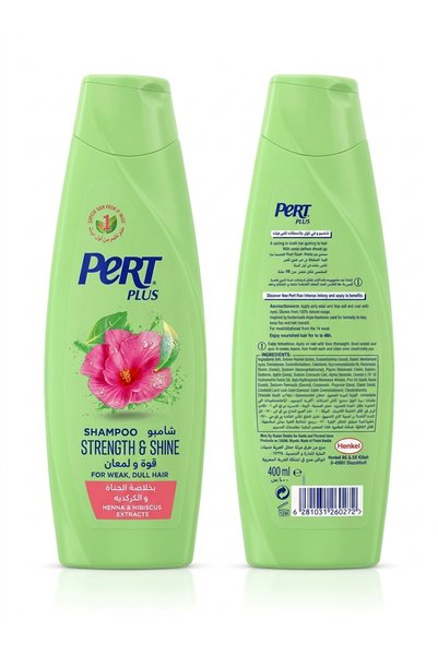PERT PLUS شامبو برت بلس قوة ولمعان بخلاصة الحناء والكركديه - 400 مل