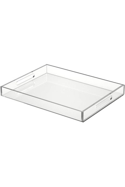 Generic صينية تقديم أكريليك 14×18 بوصة - مقاومة للانسكاب - صينية زخرفية شفافة...