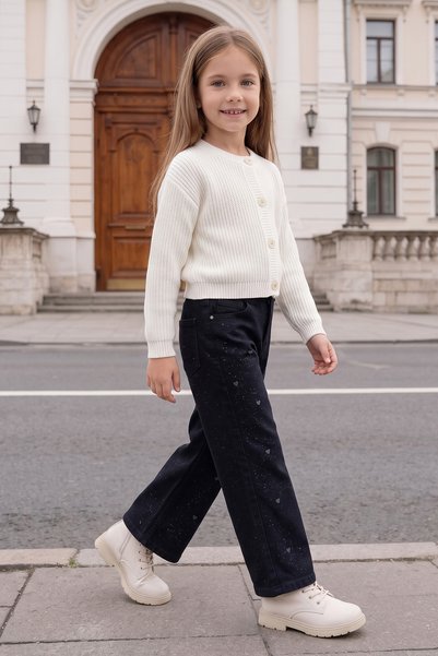 Fulla Moda Stoned Glitter Palazzo Girls' Trousers