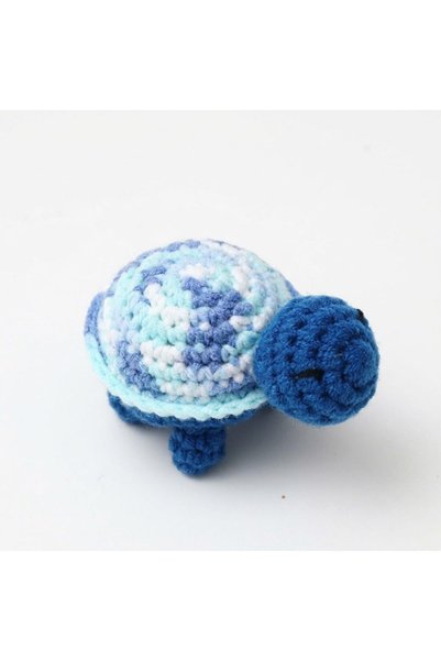 TERRIFI Turtle Home Decor, Handmade Crochet Ornament, Dark Blue Wool Yarn, Mi...