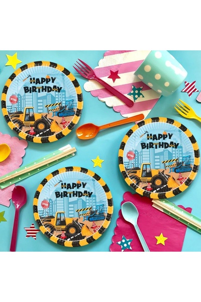 Baloane Vesele Set 10 Farfurii Petrecere Utilaje De Santier 23 – 23 cm