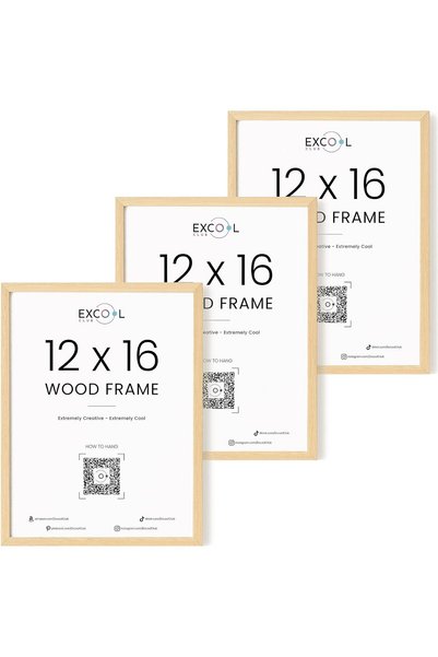 Generic Beige 12x16 Frame Set of 3-12x16 Picture Frame with Plexiglass Mat, N...
