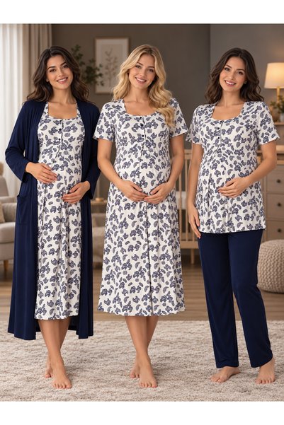 by İGP Maternity Nursing Nightgown and Pajama Set, 4-Piece Postpartum Set, Ef...