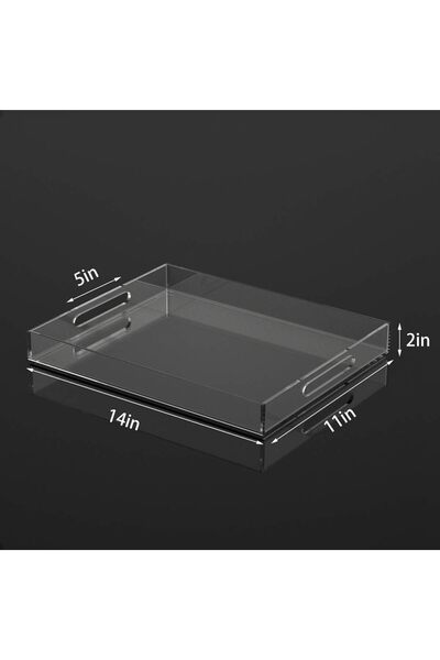 Slasa Acrylic Serving Tray -Spill Proof- Clear Decorative Organiser Ottoman C...