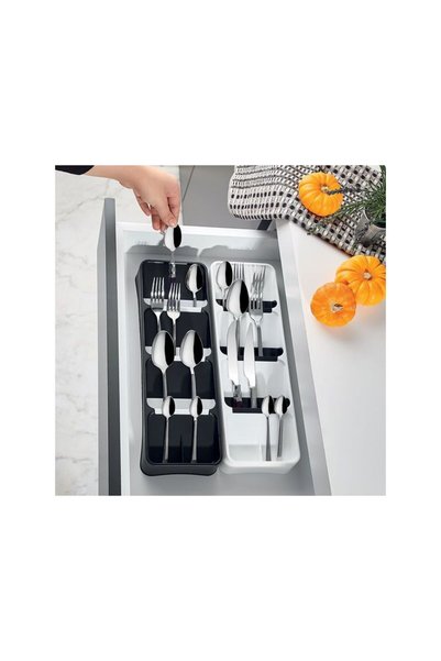 Jumbo Suport Organizator Negru de Sertar pentru Tacamuri 12.5x38.5x5cm
