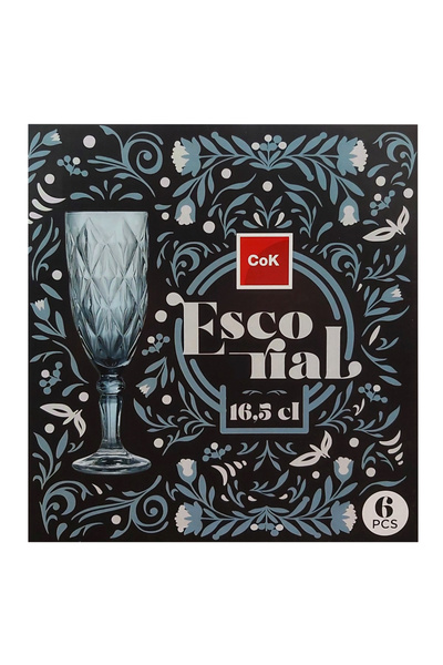 COK Escorial Blue Set of 6 Stemmed Glasses, 165 ml
