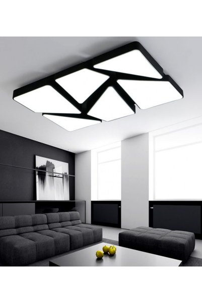 As Lighting Modern LED Tavan Avizesi 3 renk 50x100 cm Siyah Kasa