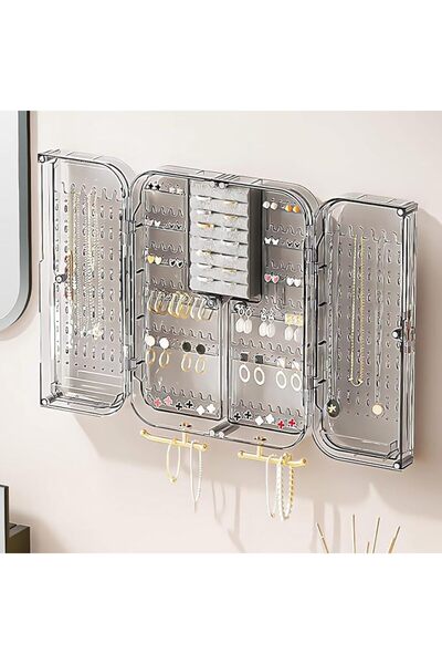 KASTWAVE Wall Mounted Jewelry Organizer, No Punching Transparent Necklace Sto...