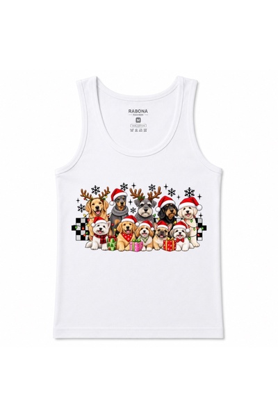Rabona Fashion قميص بدون أكمام مزين برسومات عيد الميلاد من Christmas Dog Squa...