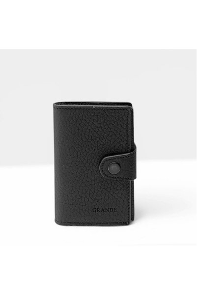 Grande Genuine Leather Card Holder Wallet with Snap Closure and RFID Protection