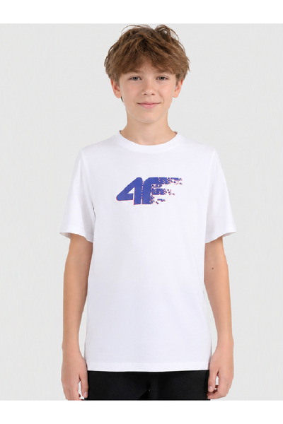 4F Tricou pentru băieți M3515 - Bluză cu mânecă scurtă și guler rotund - Îmbrăcăminte casual de zi cu zi - Purtare casual de zi cu zi