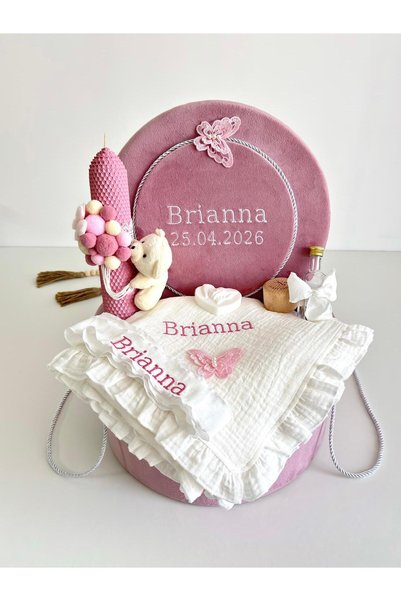 Anya-Events Trusou din Muselina Personalizat Pentru Botez Brianna