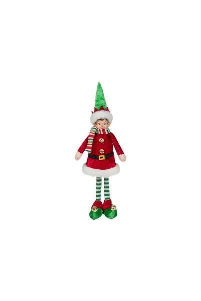 Jumbo Figurina Decorativa de Craciun Spiridus cu Fular cu Dungi Haina Rosie C...