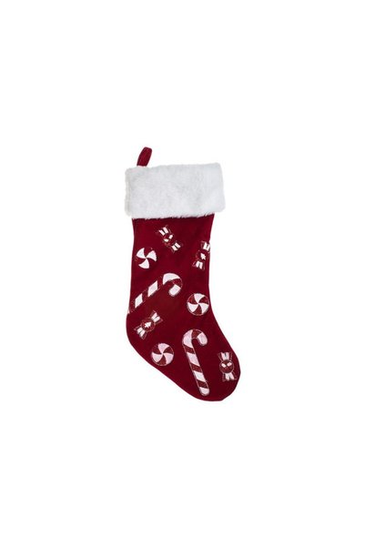 Jumbo Decorative Christmas Bootie Burgundy Velvet Candy 48cm