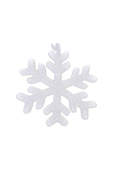 Jumbo Ornament pentru Brad de Craciun din Spuma Fulg cu Glitter Alb 17cm
