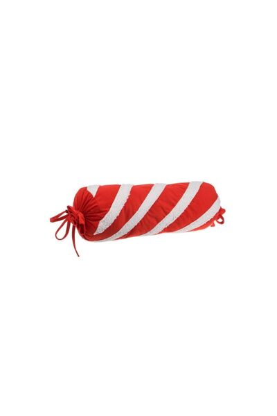 Jumbo Perna Decorativa de Craciun Cilindrica Alba Rosie Candy Ø15x50cm