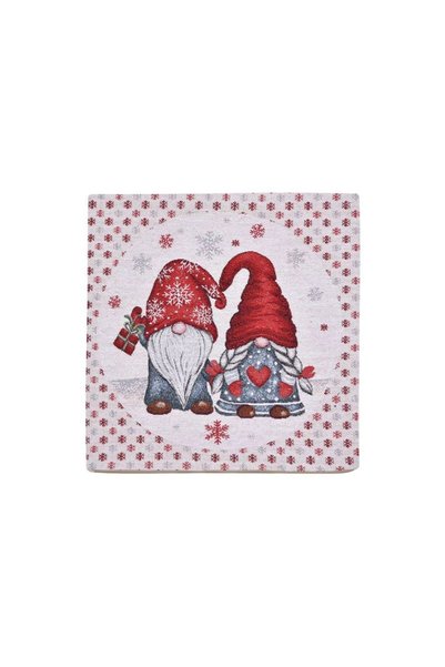 Jumbo Fata de Perna Decorativa de Craciun Gnome cu Lurex Argintiu 40x40cm