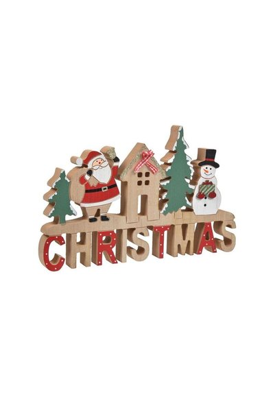 Jumbo Decoratiune de Craciun Tablita din Lemn Christmas Mos Craciun Casa Om d...