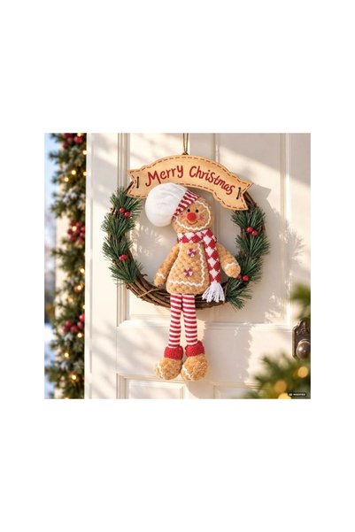 Jumbo Ø30cm Decorative Christmas Wreath with Gingerbread Man Chef Ø30cm