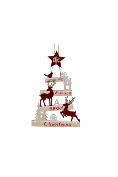 Jumbo Decoratiune Suspendabila din Lemn de Craciun Brad cu Sfoara Gnome Cadou...