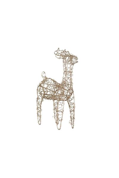 Jumbo Decoratiune de Craciun Metalica Ren cu Glitter Bej 15cm