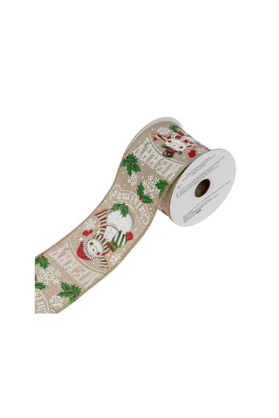 Jumbo Panglica Decorativa de Craciun Bej Om de Zapada cu Glitter Argintiu 5mx...