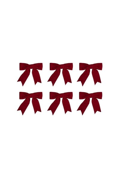 Jumbo Set Fundite Decorative de Craciun Rosii Catifelate 10x9cm - 6buc