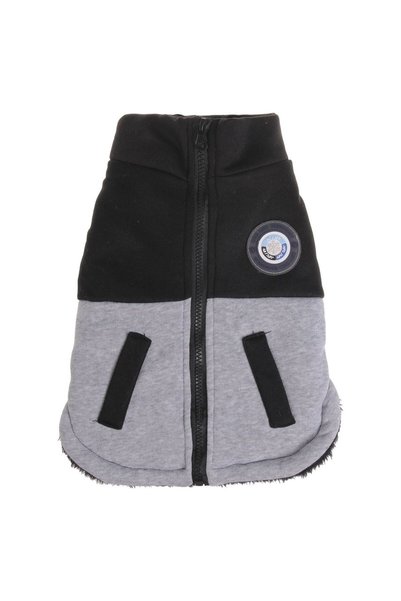 OEM Black Grey Dog Jacket with Faux Fur Lining Patch & Pockets