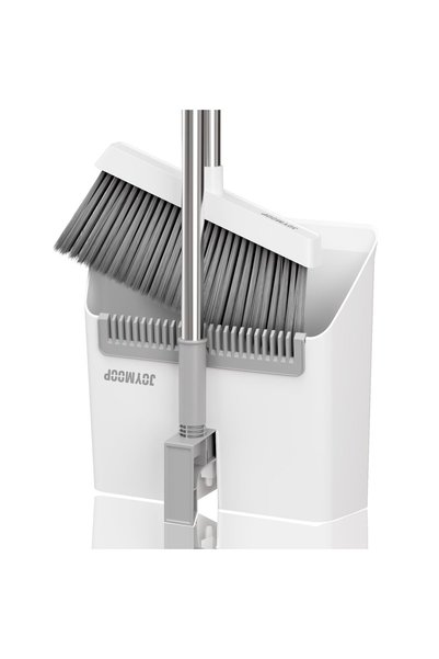 ZAVELYN - LIVE BETTER EVERY DAY White Broom and Dustpan Set, Upright Angle De...