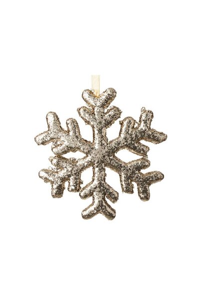 Jumbo Ornament pentru Brad de Craciun din Spuma Fulg Bej Glitter 18cm