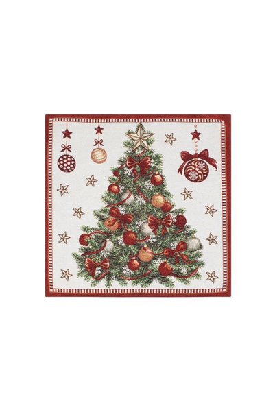 Jumbo Fata de Perna Decorativa de Craciun Model Brodat Brad Impodobit 40x40cm