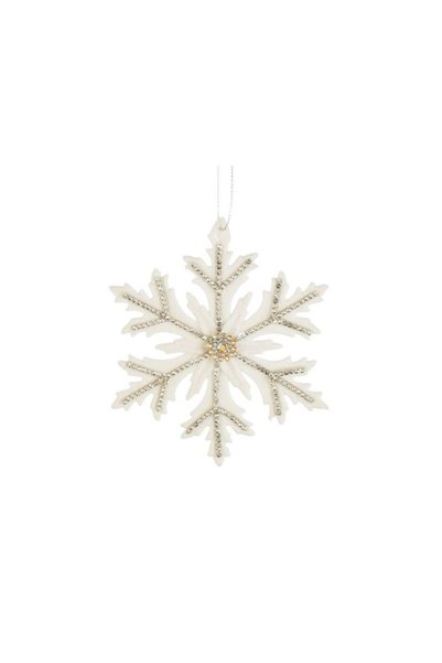 Jumbo Ornament Brad de Craciun Fulg de Zapada Ecru cu Strass 12cm