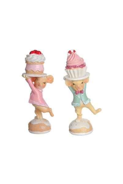 Jumbo Decoratiune de Craciun Soricel cu Tort Pastel Ø6x17cm